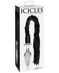 What Is A Flogger Icicles No. 49 Hand Blown Glass Butt Plug with attached Leather Flogger Clear